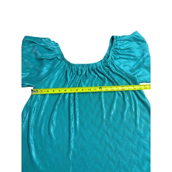 She + Sky Teal Green Pleated Flowy Blouse Women’s Size L Boho Chic Top - Picture 2 of 6